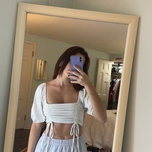 Trendy white top blouse size small